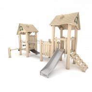 29VP1207RB CASTELLO DOPPIA TORRE IN LEGNO DI ROBINIA