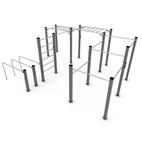 29VP2327 BARRE PARALLELE + SPALLIERA + BARRE PARALLELE RIALZATE + BARRE TRAZIONI
