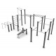 29VP2328 PIATTAFORMA ADDOMINALI + BARRE AFFIANCATE E PARALLELE + SPALLIERA + ANELLI + BARRA VERTICALE + BARRE TRAZIONI