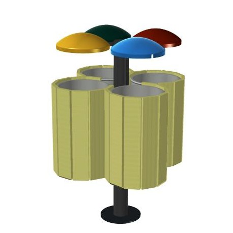 36EC104_K4RSU KIT 3 CESTINI OSTRO RIVESTITI PER RACCOLTA DIFFERENZIATA CON TETTUCCI