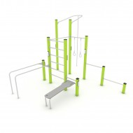 29VP2325 PIATTAFORMA ADDOMINALI + SPALLIERA + ANELLI + BARRA VERTICALE + BARRA TRAZIONI + BARRE PARALLELE + BARRE AFFIANCATE