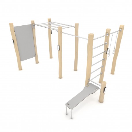 RB2324 PIATTAFORMA ADDOMINALI + SPALLIERA + PARETE + ANELLI + BARRE PARALLELE RIALZATE