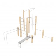 RB2325 PIATTAFORMA ADDOMINALI + SPALLIERA + ANELLI + BARRA VERTICALE + BARRA TRAZIONI + BARRE PARALLELE + BARRE AFFIANCATE