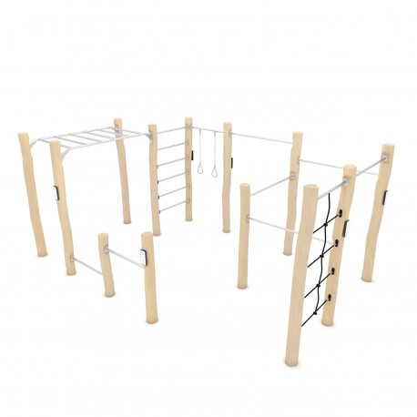 29VP2326 BARRE AFFIANCATE + BARRE PARALLELE RIALZATE + SPALLIERA + ANELLI + BARRE TRAZIONI + RETE