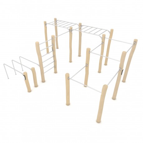 RB2327 BARRE PARALLELE + SPALLIERA + BARRE PARALLELE RIALZATE + BARRE TRAZIONI