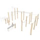 RB2328 PIATTAFORMA ADDOMINALI + BARRE AFFIANCATE E PARALLELE + SPALLIERA + ANELLI + BARRA VERTICALE + BARRE TRAZIONI