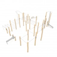 RB2329 PIATTAFORMA ADDOMINALI E GAMBE+RETE+CORDA+BARRE FLESSIONI,PARALLELE,VERTICALE E AFFIANCATE+SPALLIERA+ANELLI+MANIGLIE