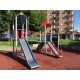 29VP0205 CASTELLO GIOCO A DOPPIA TORRE CON SCIVOLI ARRAMPICATE  E PONTE TIBETANO
